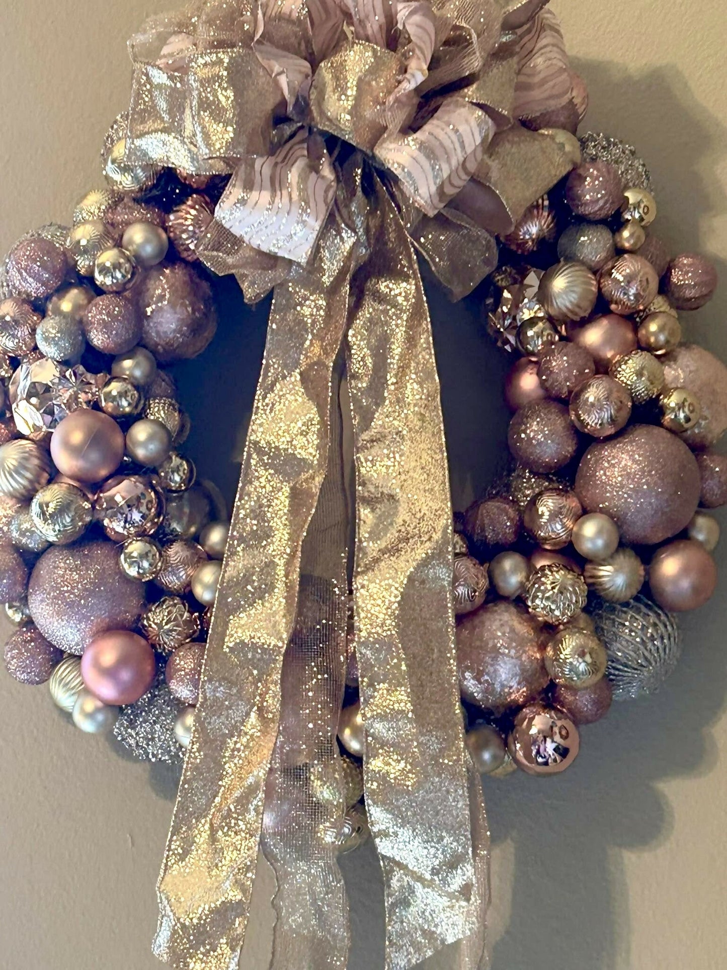 Pink and Gold Ornament Wreath