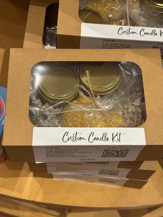 Tinker pure beeswax candle making kit with two gold 4 ounce tins